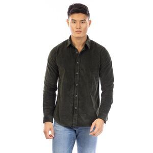 Peter Werth Mens Daker Corduroy Collared Long-Sleeved Shirt / Dark Brown